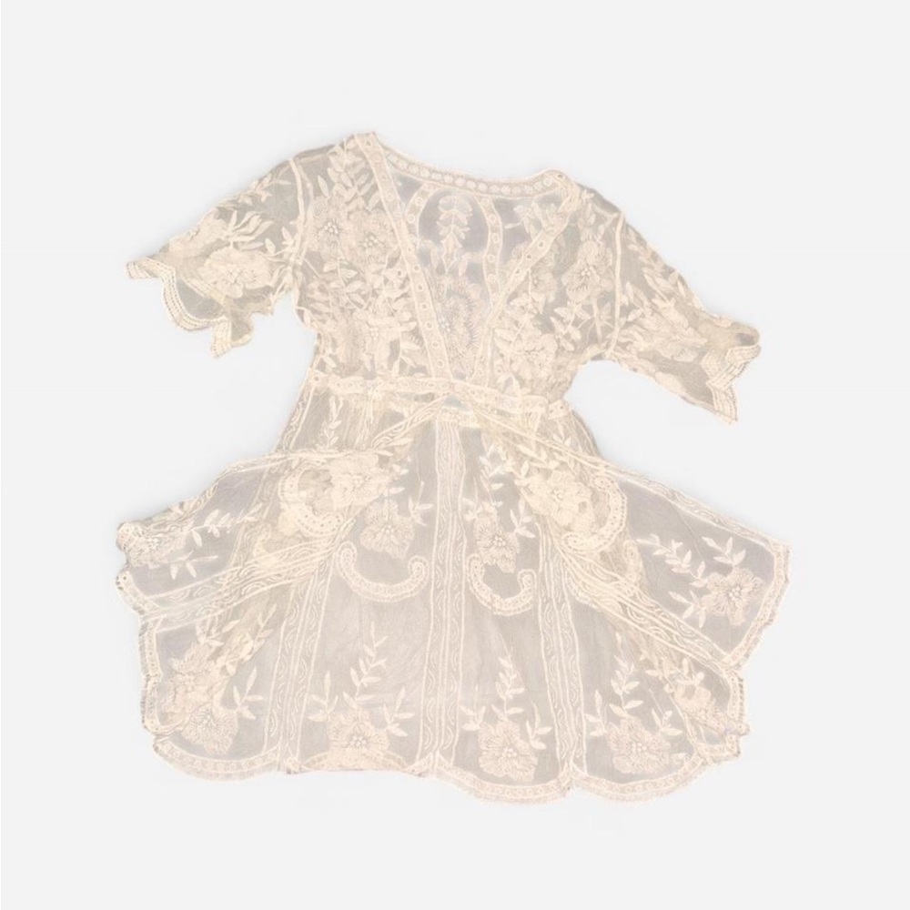 Ivory Lace Overlay Cover-Up - Elegant Floral Design